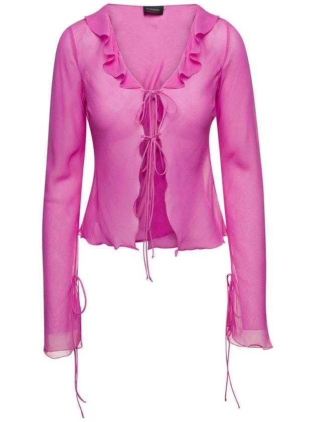 Ruffle-Detail Blouse In Pink Silk Woman - ANDAMANE - BALAAN 1