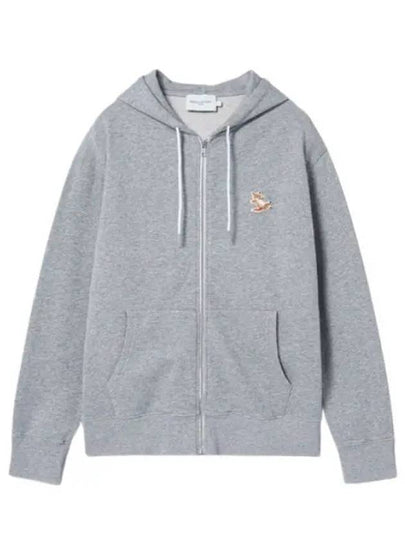 Chillax Fox Patch Hooded Zip Up Grey Melange - MAISON KITSUNE - BALAAN 2