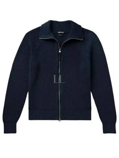 Silk Cotton Funnel Neck Zip Up Jacket Royal Blue - TOM FORD - BALAAN 2