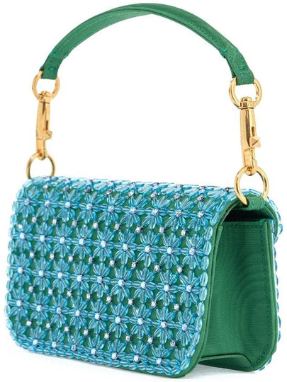 small turquoise floral shoulder bag with crystals and chain - VALENTINO - BALAAN 2