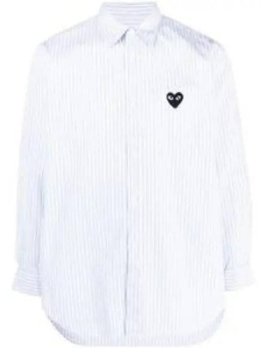 Black Heart Stripe Long Sleeve Shirt Blue - COMME DES GARCONS - BALAAN 2