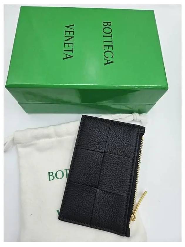 Zipper Leather Card Wallet Black - BOTTEGA VENETA - BALAAN 3