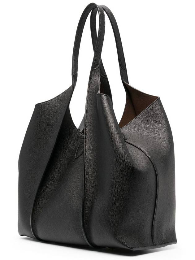 T Timeless Leather Medium Shopping Tote Bag Black - TOD'S - BALAAN 3