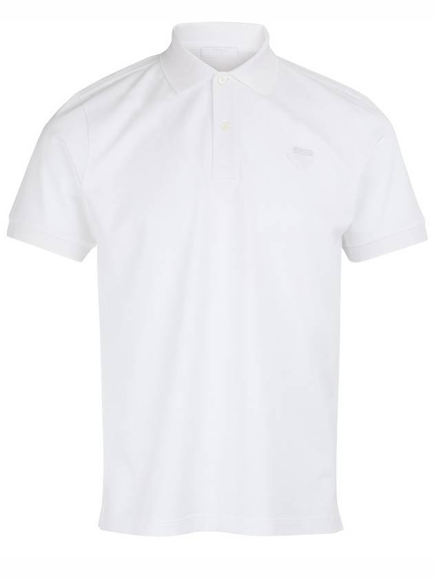 Logo Pique Polo Shirt White - PRADA - BALAAN 1