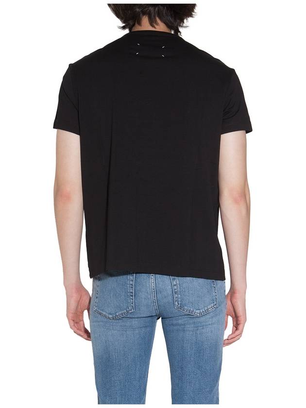 Reverse Embroidered Logo Stitched Cotton Short Sleeve T-Shirt Black - MAISON MARGIELA - BALAAN 5