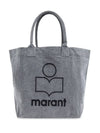 Yenky Logo Washed Cotton Tote Bag Grey - ISABEL MARANT - BALAAN 5