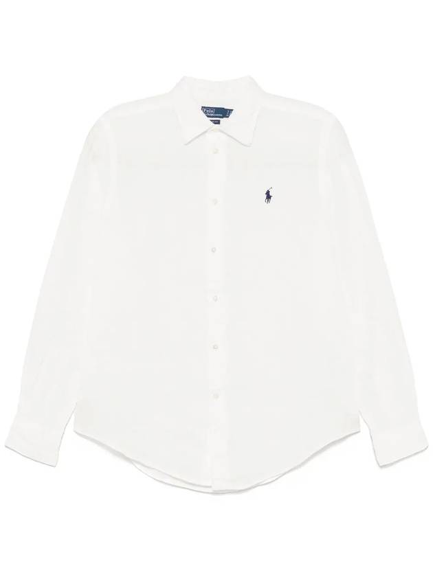 Long Sleeve Linen Shirt White - POLO RALPH LAUREN - BALAAN 2