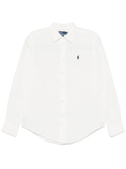 Long Sleeve Linen Shirt White - POLO RALPH LAUREN - BALAAN 2