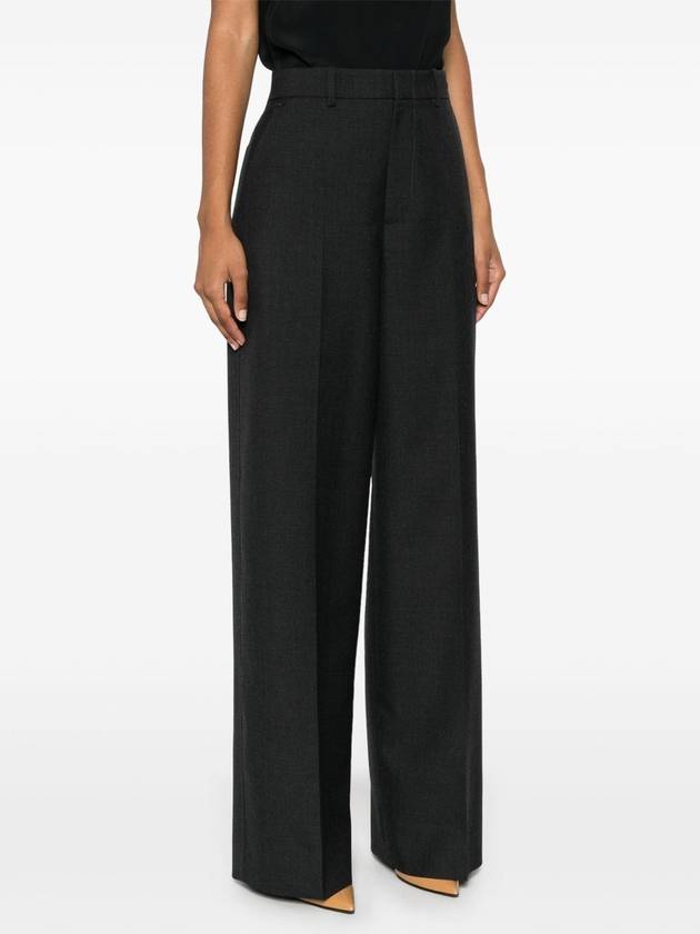 Wool Gabardine Wide Pants Dark Grey - GUCCI - BALAAN 4