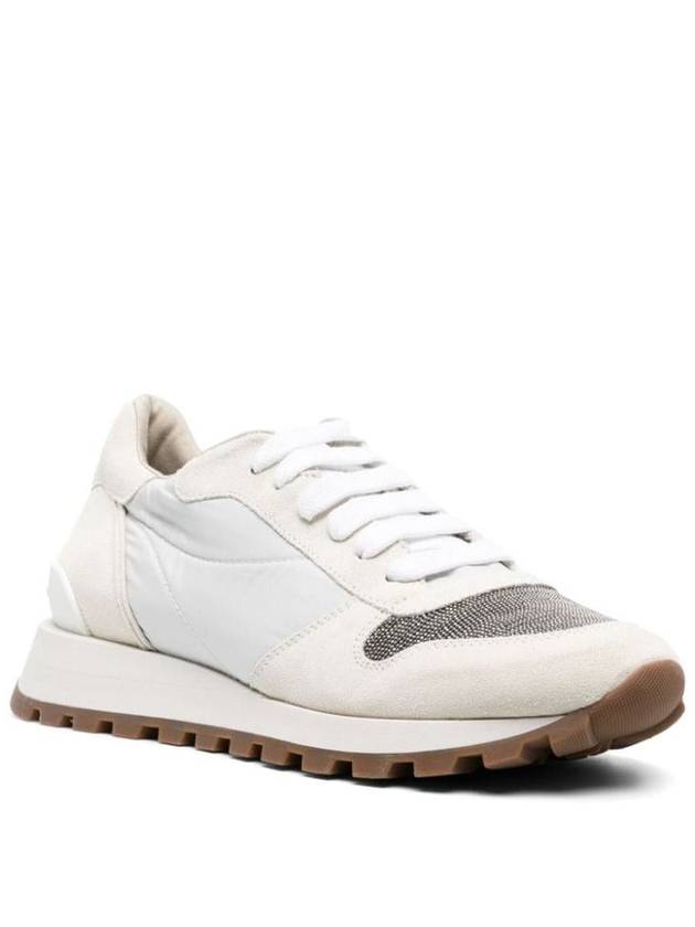 Suede Techno Fabric Runner Low Top Sneakers White - BRUNELLO CUCINELLI - BALAAN 4