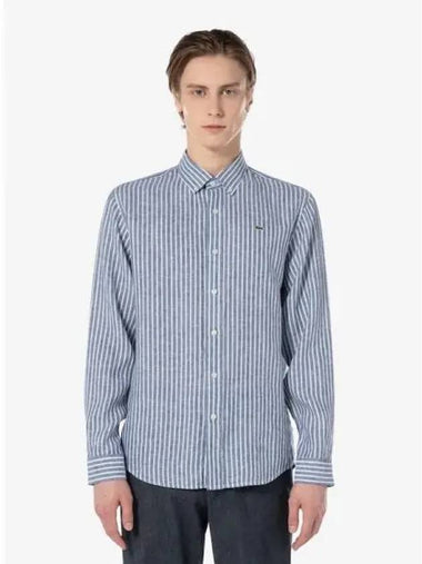 Men s Linen Striped Shirt CH728E 54G 166 Domestic Product GQ2N24040354670 - LACOSTE - BALAAN 1