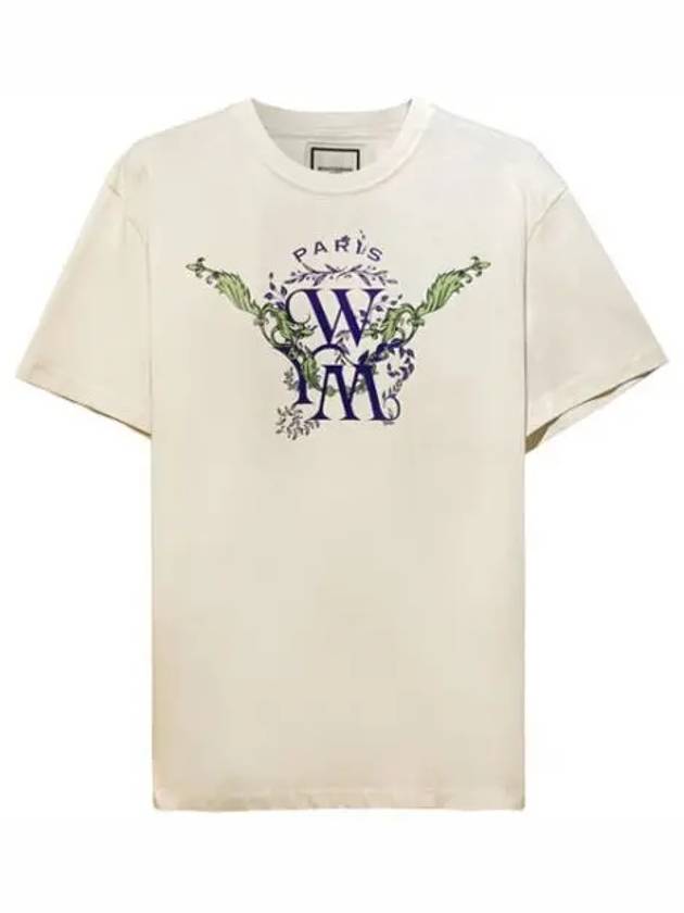 Cotton Leaf Printing Logo Short Sleeve T-Shirt Ivory - WOOYOUNGMI - BALAAN 2