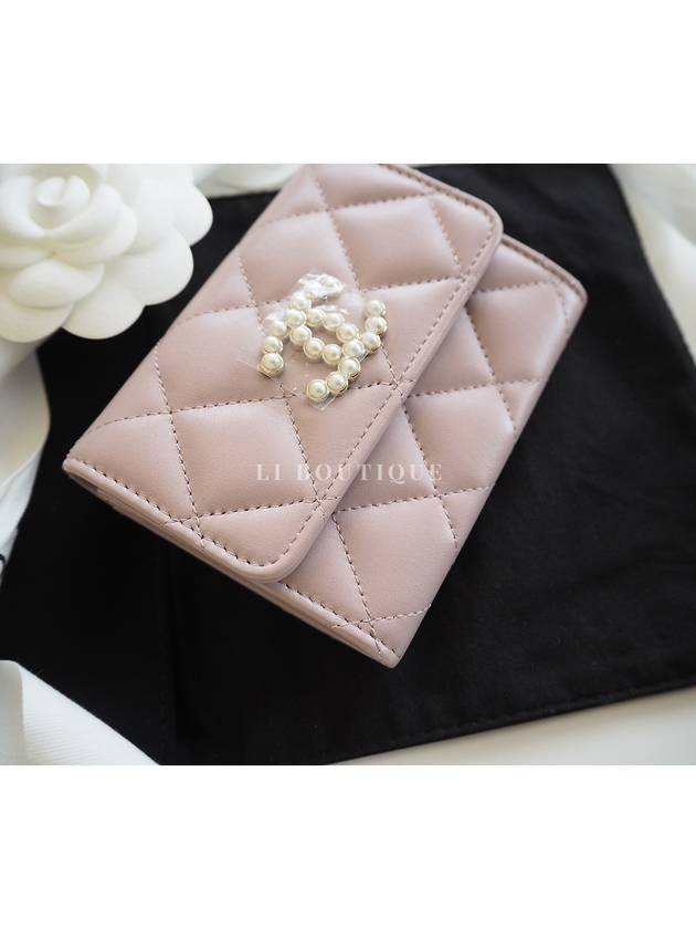 24 Pearl CC Logo Flap Card Wallet Snap Pink AP3812 - CHANEL - BALAAN 7