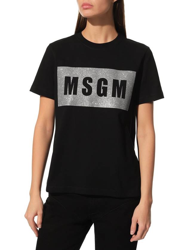 Box Logo Cotton Short Sleeve T-Shirt Black - MSGM - BALAAN 4