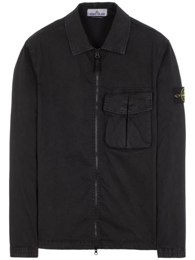 Garment Dyed Stretch Cotton Overshirt Black - STONE ISLAND - BALAAN 2