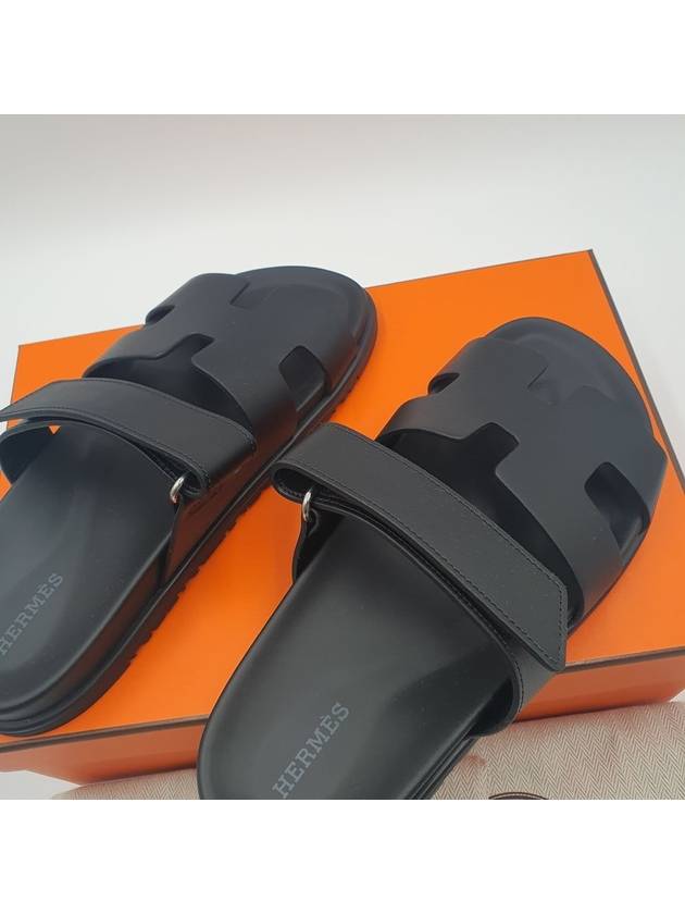 Chypre Leather Sandals Black - HERMES - BALAAN 4