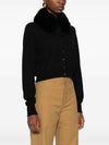 Faux Fur Collar Wool Cardigan Black - MAX MARA SPORTMAX - BALAAN 3