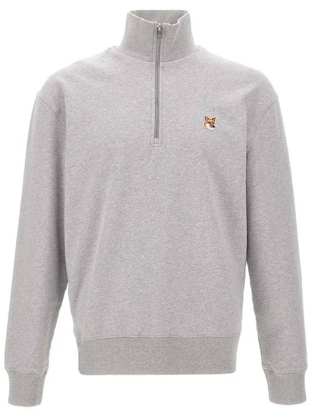 Fox Head Patch Half Zipper Sweatshirt Light Grey Melange - MAISON KITSUNE - BALAAN 2