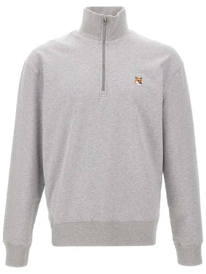 Fox Head Patch Half Zipper Sweatshirt Light Grey Melange - MAISON KITSUNE - BALAAN 2