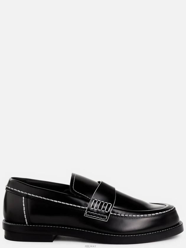 Stitch Detail Leather Loafers Black - ALEXANDER MCQUEEN - BALAAN 3