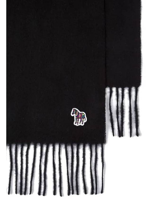 Zebra Logo Patch Wool Muffler Black - PAUL SMITH - BALAAN 4