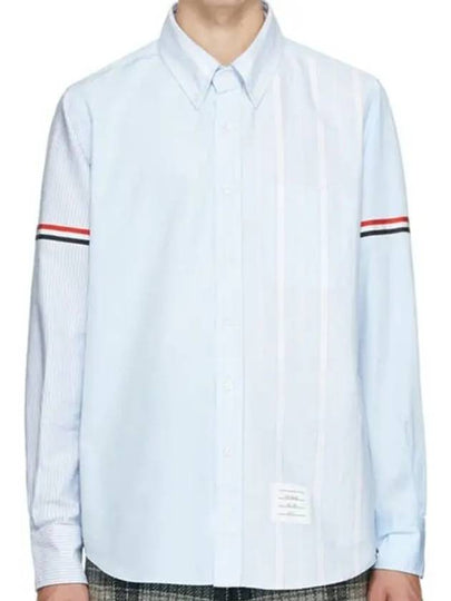 Men's Poplin Grosgrain Armband Stripe Long Sleeve Shirt Blue - THOM BROWNE - BALAAN 2