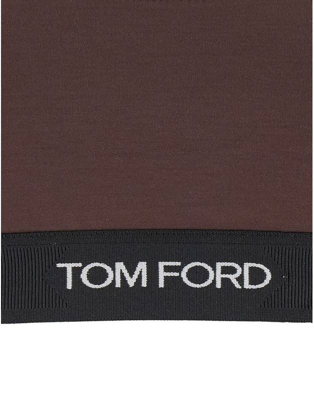 Brown Bralette With Contrasting Logo Print In Stretch Modal Woman - TOM FORD - BALAAN 3