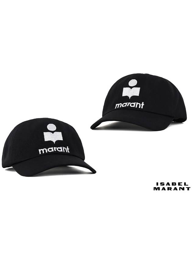 Isabel Marant Women's Tyrone Logo Cap Black Ecru CQ001XFB A3C05A BKEC - ISABEL MARANT ETOILE - BALAAN 4