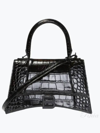 Hourglass Crocodile Embossed Small Tote Bag Black - BALENCIAGA - BALAAN 2