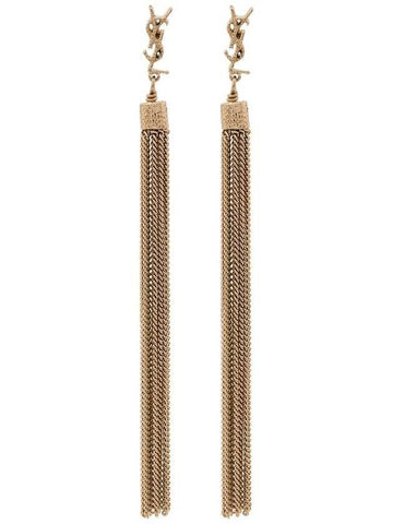 Monogram Chain Tassel Loulou  Earrings Gold - SAINT LAURENT - BALAAN 1