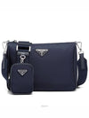 Triangular Logo Re-Nylon Saffiano Leather Shoulder Bag Midnight Blue - PRADA - BALAAN 2