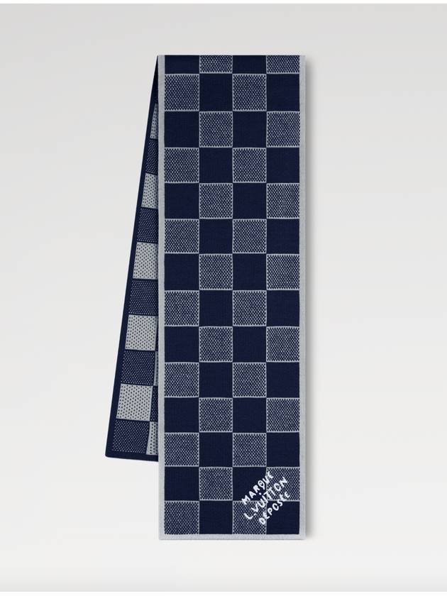 Damier Heritage Scarf Navy Blue - LOUIS VUITTON - BALAAN 3