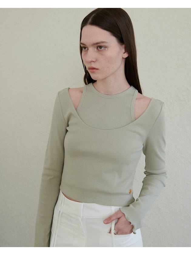 LAYERED U NECK TOP SET UP_OLIVE - UNMUTE - BALAAN 3