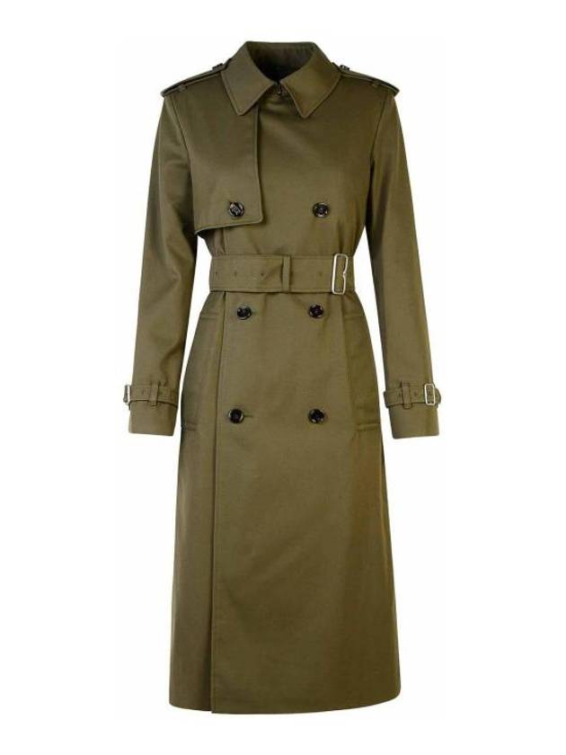 Double Breasted Long Cotton Blend Trench Coat Military - BURBERRY - BALAAN 2