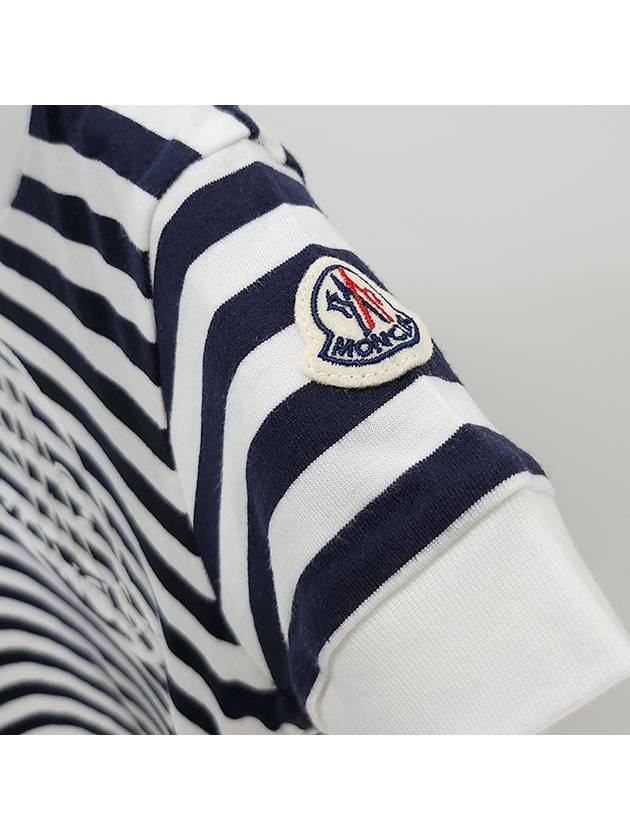 Kids Logo Embroidered Striped Short Sleeve T Shirt 8Y 10Y Blue White 8C00009 89AGB F07 - MONCLER - BALAAN 6