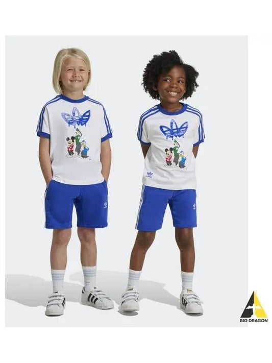 adidas KIDS Disney Mickey Mouse Short Pants Tee Set White Blue IX6425 - ADIDAS - BALAAN 1