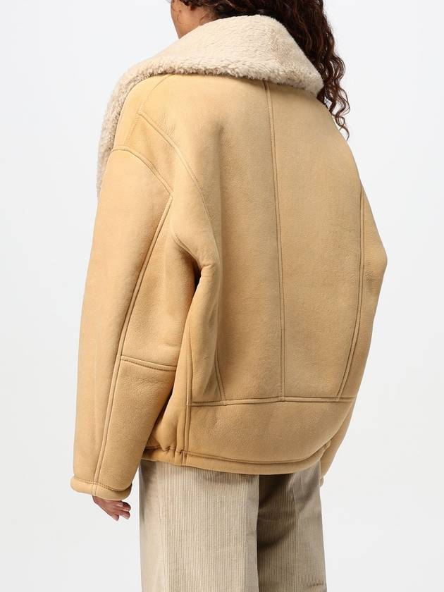 Wide shearling shawl collar sheepskin jacket brown - GOLDEN GOOSE - BALAAN 3