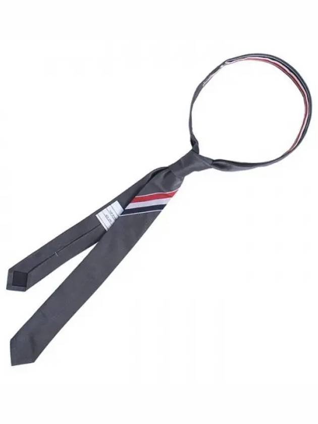 Men's Grosgrain Stripe Tie Dark Grey - THOM BROWNE - BALAAN 2