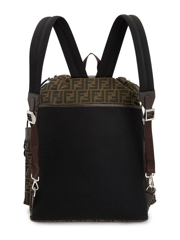 FF Jacquard Fabric Drawstring Backpack Brown - FENDI - BALAAN 4