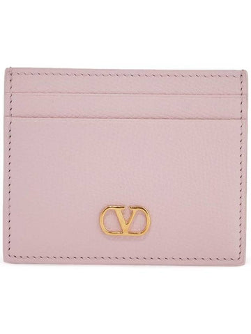 compact leather wallet in rose quartz with card slots - VALENTINO - BALAAN 1