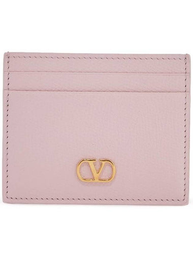 compact leather wallet in rose quartz with card slots - VALENTINO - BALAAN 1