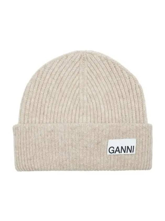 Women's Logo Wool Beanie Sand Beige - GANNI - BALAAN 2