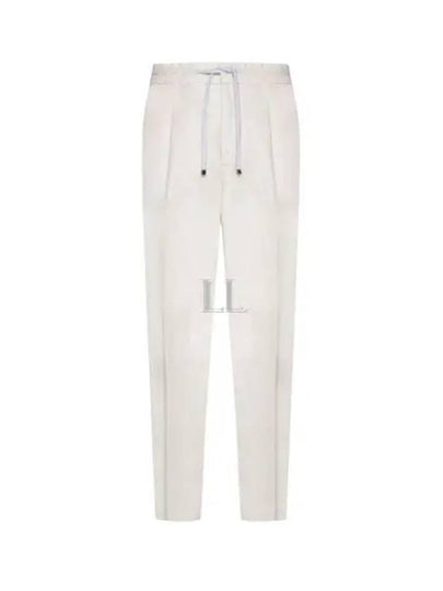 Drawstring Pleated Tapered Straight Pants White - BRUNELLO CUCINELLI - BALAAN 2