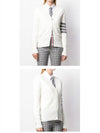 Cotton 4-Bar Milano Classic V-Neck Cardigan White - THOM BROWNE - BALAAN 6