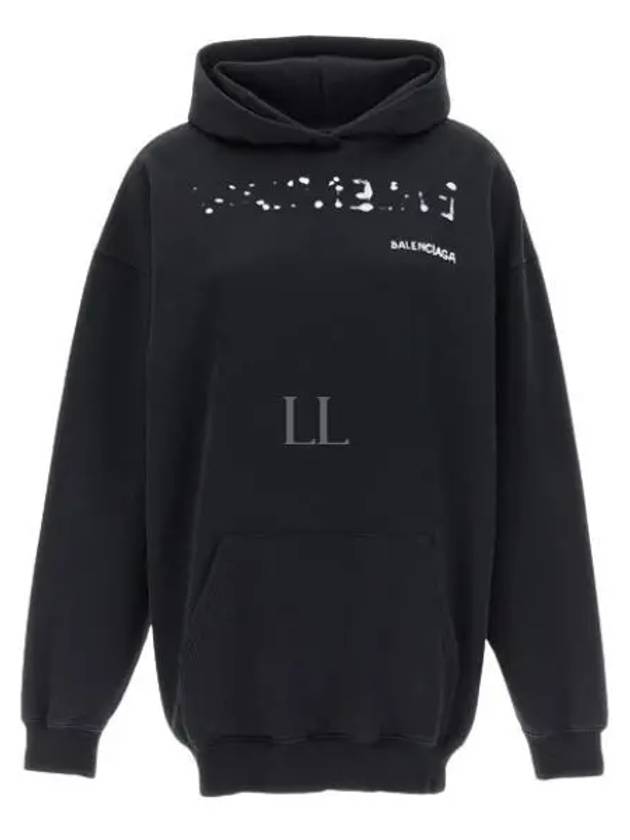 Logo Oversized Cotton Hoodie Black - BALENCIAGA - BALAAN 2