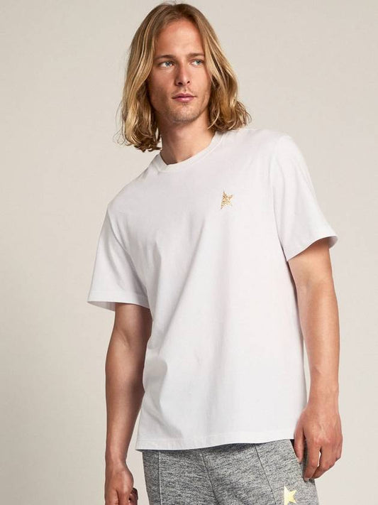 Star Collection Gold Glitter Short Sleeve T-Shirt White - GOLDEN GOOSE - BALAAN 2