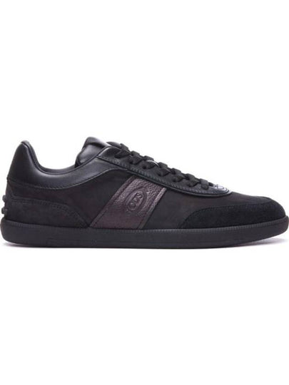 Suede Logo Panel Low-Top Sneakers Black - TOD'S - BALAAN 2