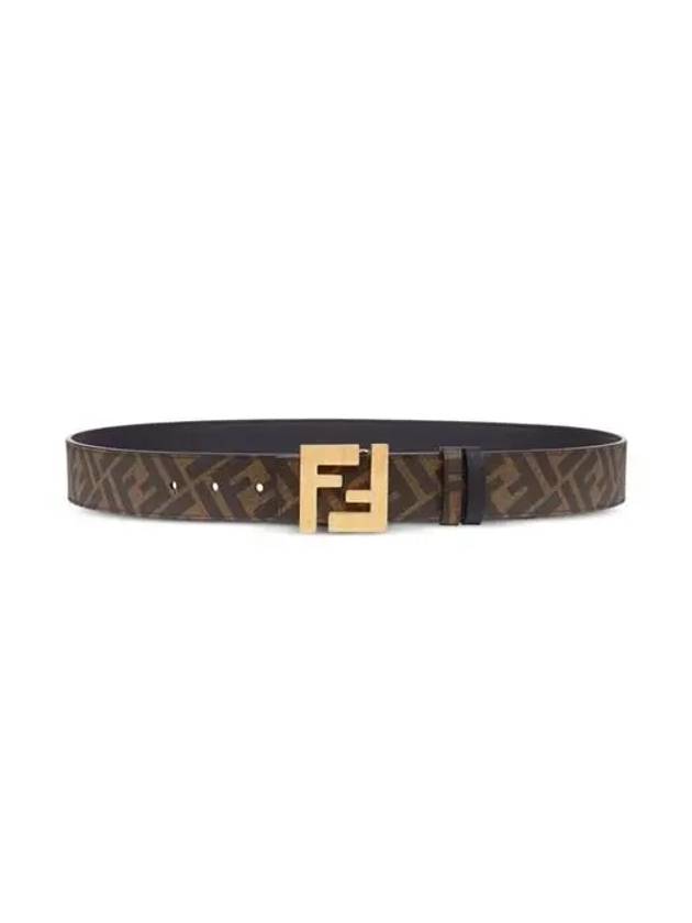 FF Buckle Pattern Reversible Leather Belt Black - FENDI - BALAAN 4