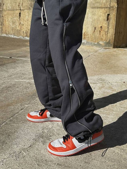 Wide Sweat Side Zipper Pants Charcoal - CLACO - BALAAN 2