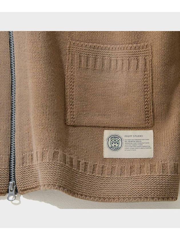 Vintage washed Flogo zip-up cardigan beige - FFEFF STUDIO - BALAAN 9